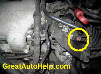 Intake air temperature (IAT) sensor location on 3.1L and 3.4L V6 engines.