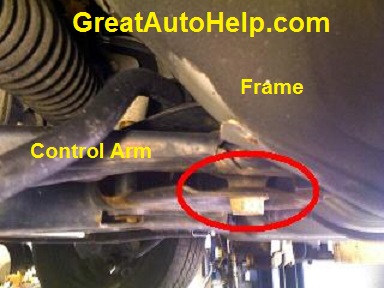 Good control arm bushing at the frame of the Chevy Cobalt.