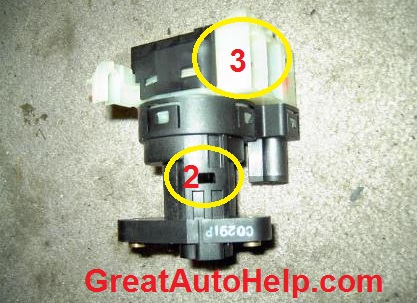 Ignition switch removed from Chevy Malibu.